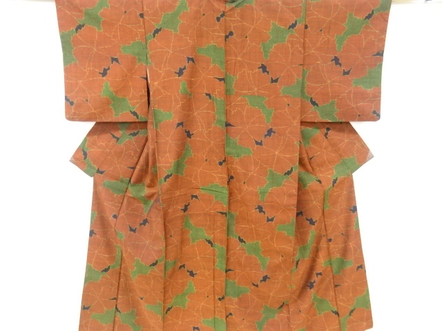 JAPANESE KIMONO / ANTIQUE KIMONO / TSUMUGI / WOVEN FLOWER
